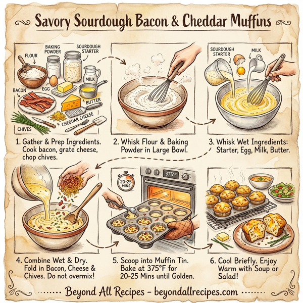 Savory Sourdough Bacon & Cheddar Muffins instructions