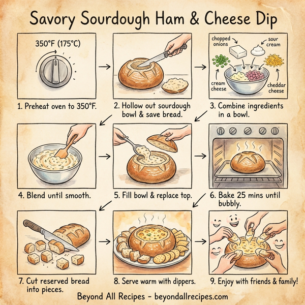 Savory Sourdough Ham & Cheese Dip instructions