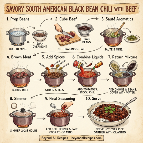 Savory South American Black Bean Chili with Beef instructions
