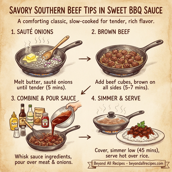 Savory Southern Beef Tips in Sweet BBQ Sauce instructions