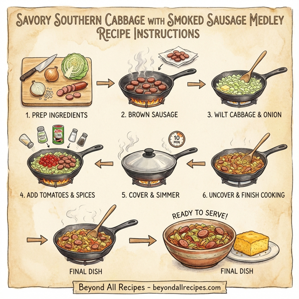 Savory Southern Cabbage with Smoked Sausage Medley instructions