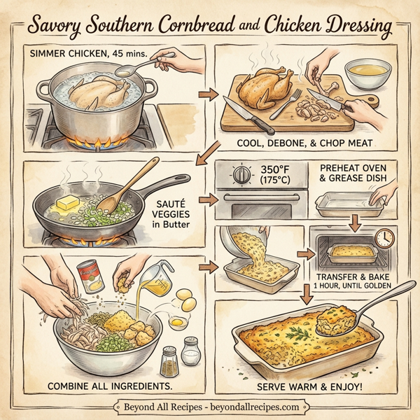 Savory Southern Cornbread and Chicken Dressing instructions