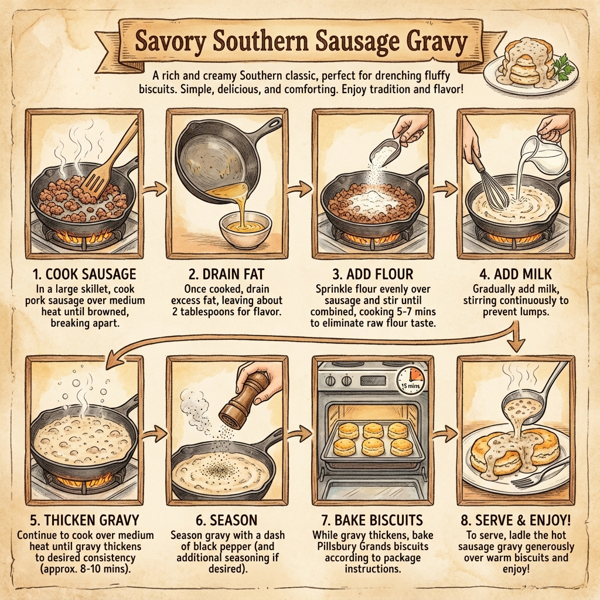 Savory Southern Sausage Gravy instructions