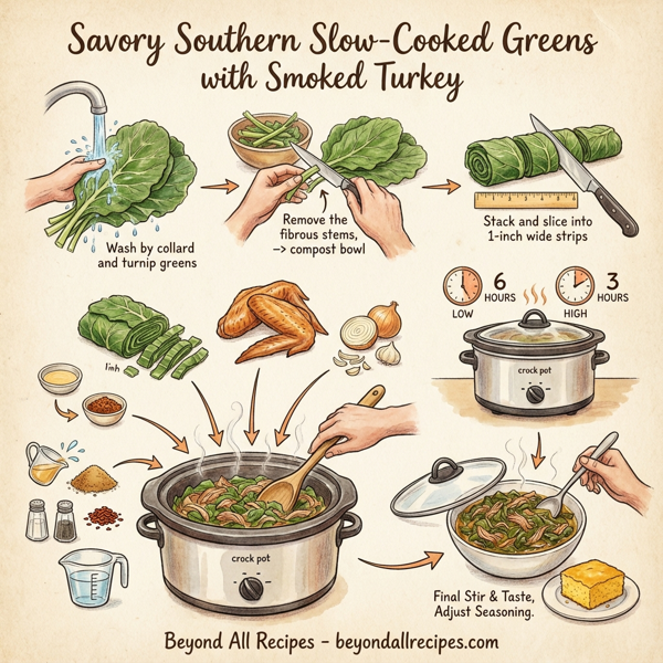 Savory Southern Slow-Cooked Greens with Smoked Turkey instructions