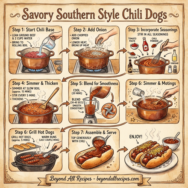 Savory Southern Style Chili Dogs instructions