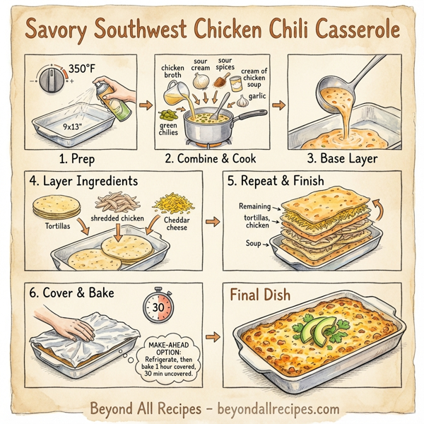 Savory Southwest Chicken Chili Casserole instructions