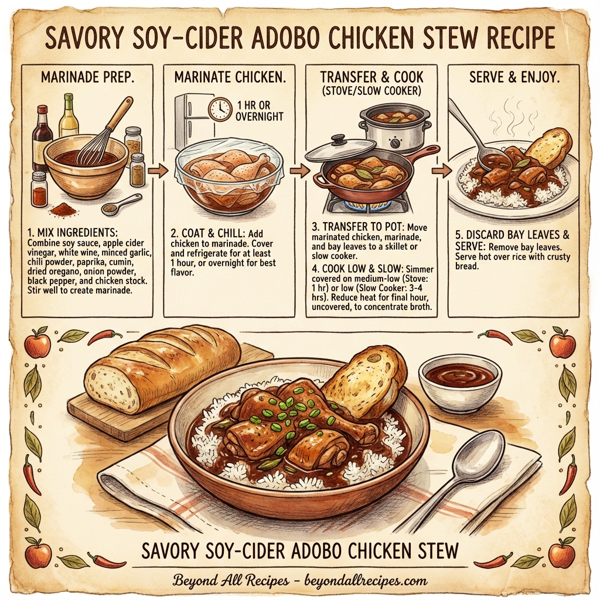 Savory Soy-Cider Adobo Chicken Stew instructions