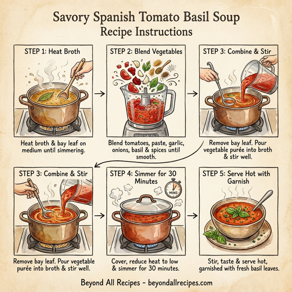 Savory Spanish Tomato Basil Soup instructions