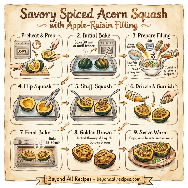 Savory Spiced Acorn Squash with Apple-Raisin Filling instructions