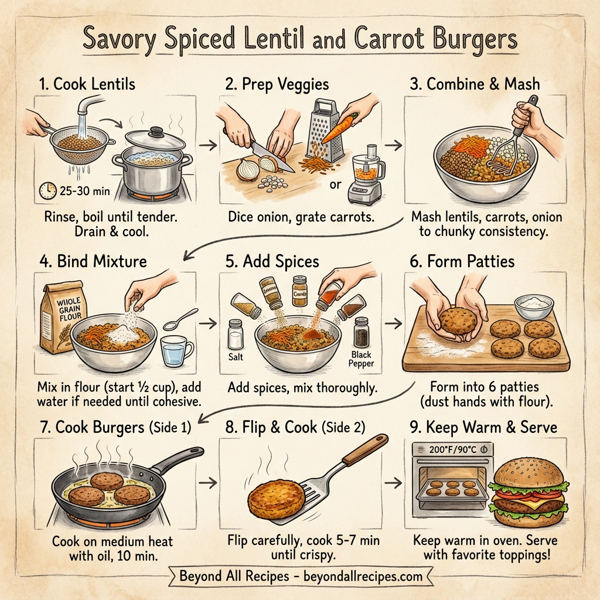 Savory Spiced Lentil and Carrot Burgers instructions