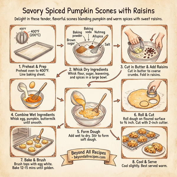 Savory Spiced Pumpkin Scones with Raisins instructions