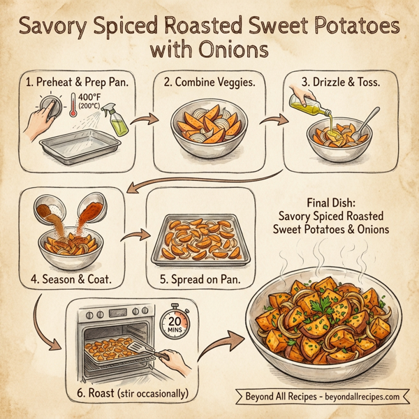Savory Spiced Roasted Sweet Potatoes with Onions instructions