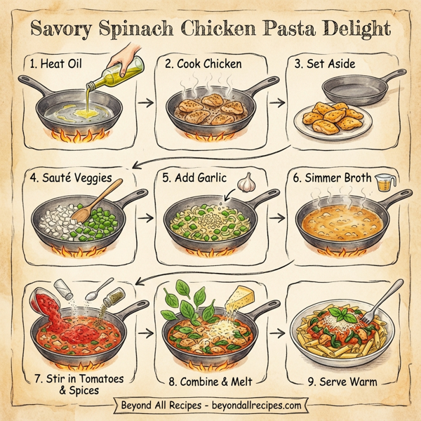 Savory Spinach Chicken Pasta Delight instructions