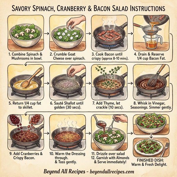 Savory Spinach, Cranberry & Bacon Salad instructions
