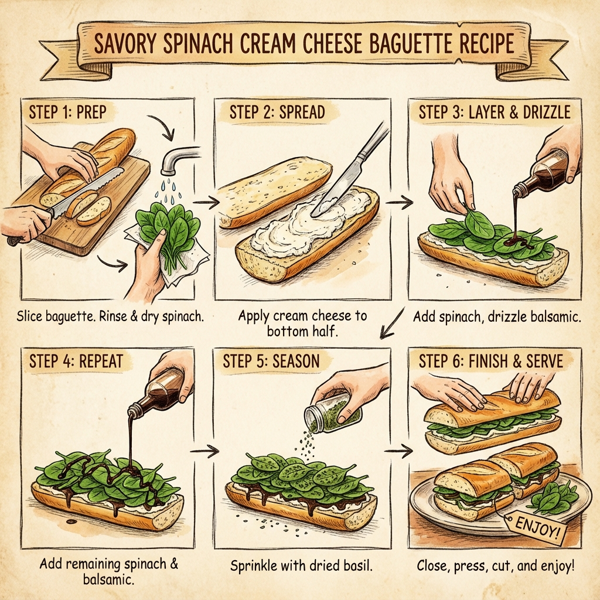 Savory Spinach Cream Cheese Baguette instructions