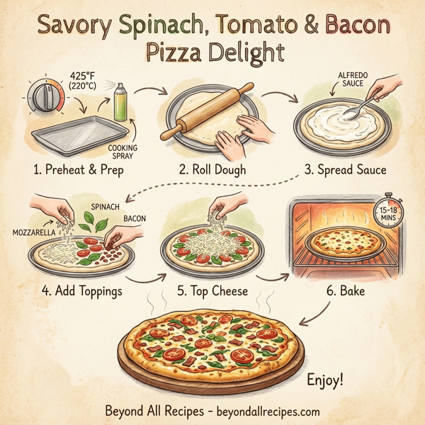 Savory Spinach, Tomato & Bacon Pizza Delight instructions