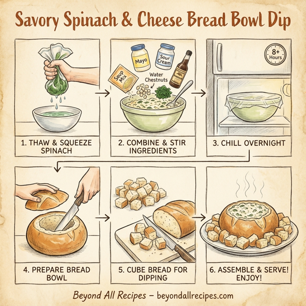 Savory Spinach & Cheese Bread Bowl Dip instructions