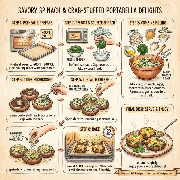 Savory Spinach & Crab-Stuffed Portabella Delights instructions