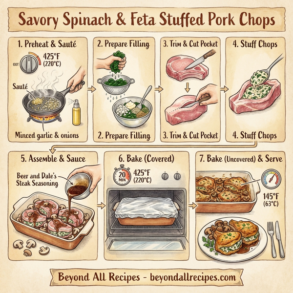 Savory Spinach & Feta Stuffed Pork Chops instructions
