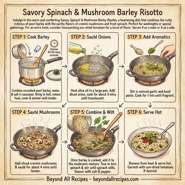 Savory Spinach & Mushroom Barley Risotto instructions