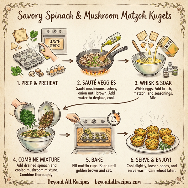Savory Spinach & Mushroom Matzoh Kugels instructions