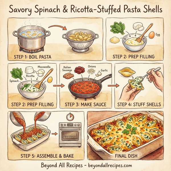 Savory Spinach & Ricotta-Stuffed Pasta Shells instructions