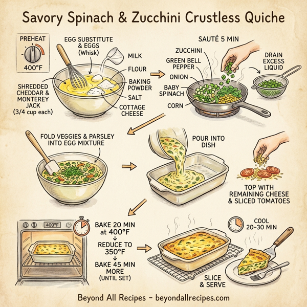 Savory Spinach & Zucchini Crustless Quiche instructions