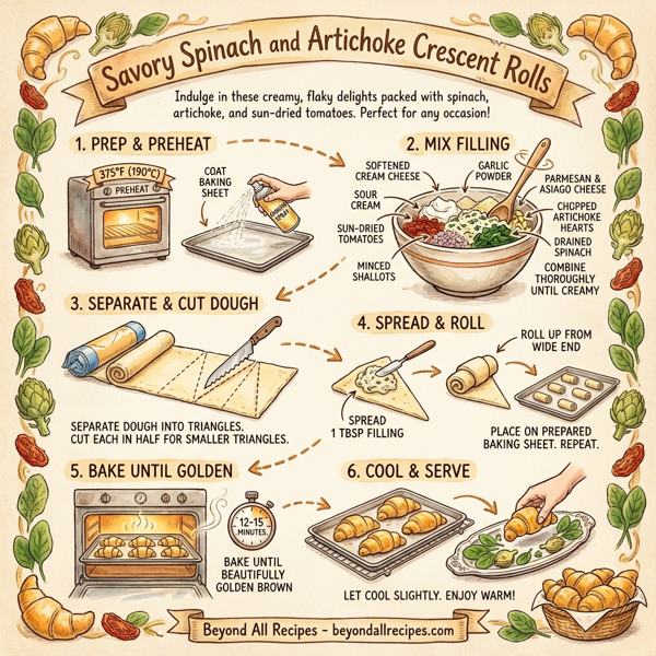 Savory Spinach and Artichoke Crescent Rolls instructions