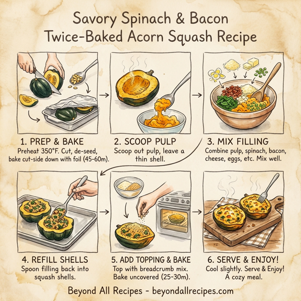 Savory Spinach and Bacon Twice-Baked Acorn Squash instructions