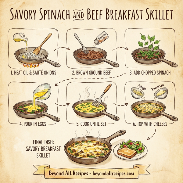 Savory Spinach and Beef Breakfast Skillet instructions