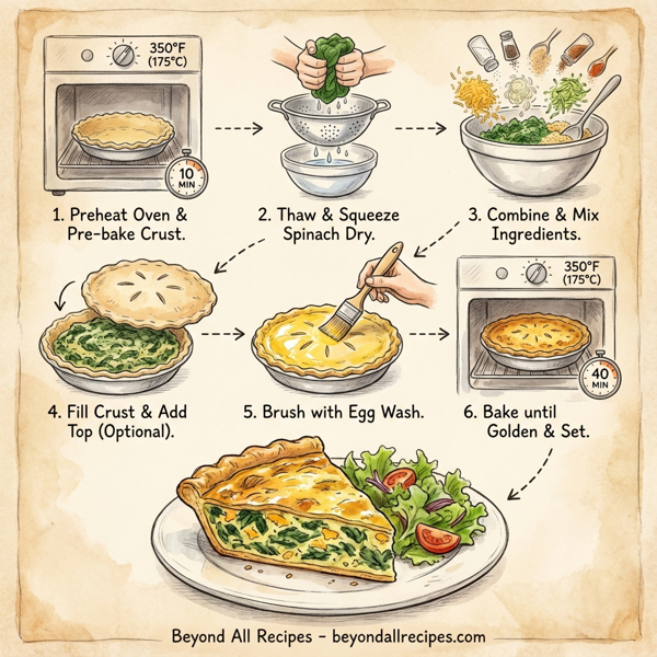 Savory Spinach and Cheddar Quiche instructions