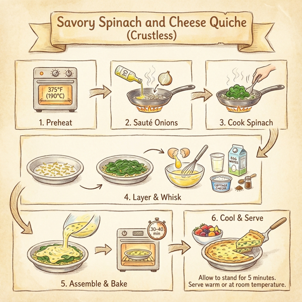 Savory Spinach and Cheese Quiche (Crustless) instructions
