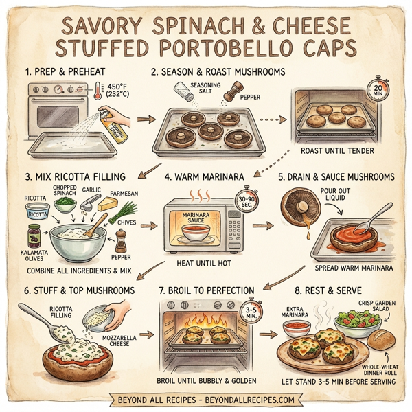 Savory Spinach and Cheese Stuffed Portobello Caps instructions
