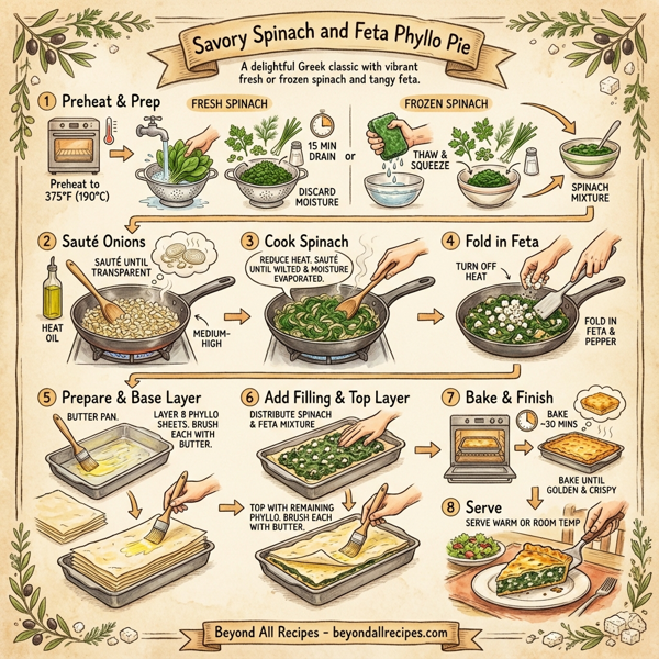 Savory Spinach and Feta Phyllo Pie instructions