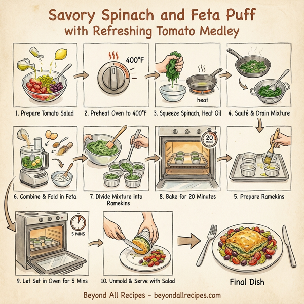 Savory Spinach and Feta Puff with Refreshing Tomato Medley instructions
