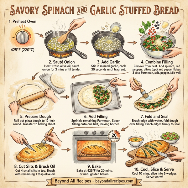 Savory Spinach and Garlic Stuffed Bread instructions