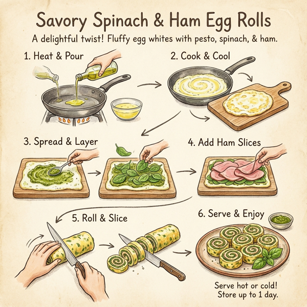 Savory Spinach and Ham Egg Rolls instructions