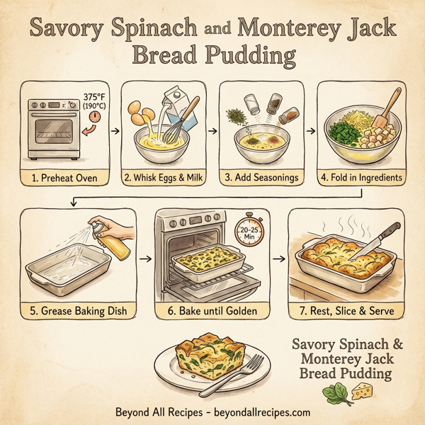 Savory Spinach and Monterey Jack Bread Pudding instructions