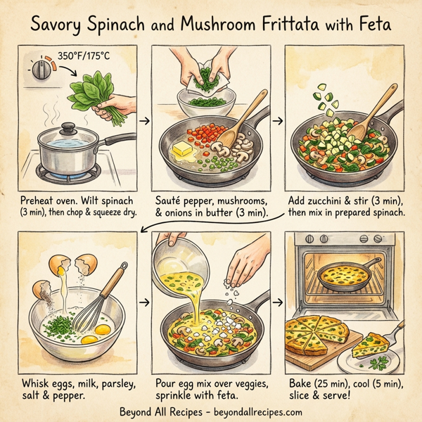 Savory Spinach and Mushroom Frittata with Feta instructions