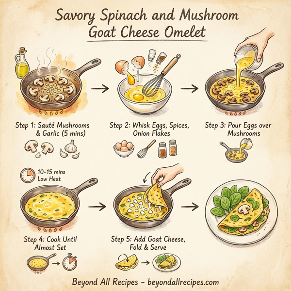 Savory Spinach and Mushroom Goat Cheese Omelet instructions
