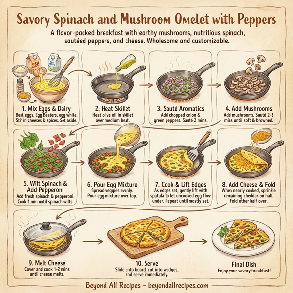 Savory Spinach and Mushroom Omelet with Peppers instructions