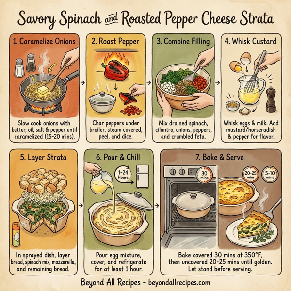 Savory Spinach and Roasted Pepper Cheese Strata instructions