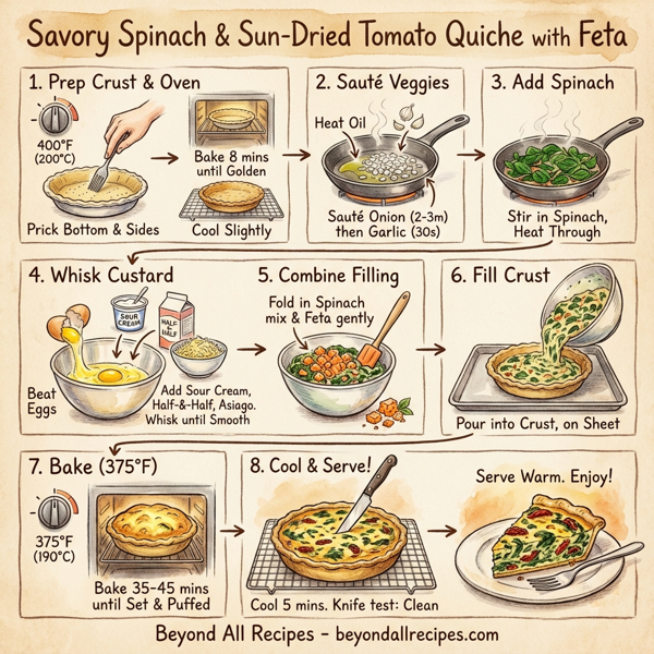 Savory Spinach and Sun-Dried Tomato Quiche with Feta instructions