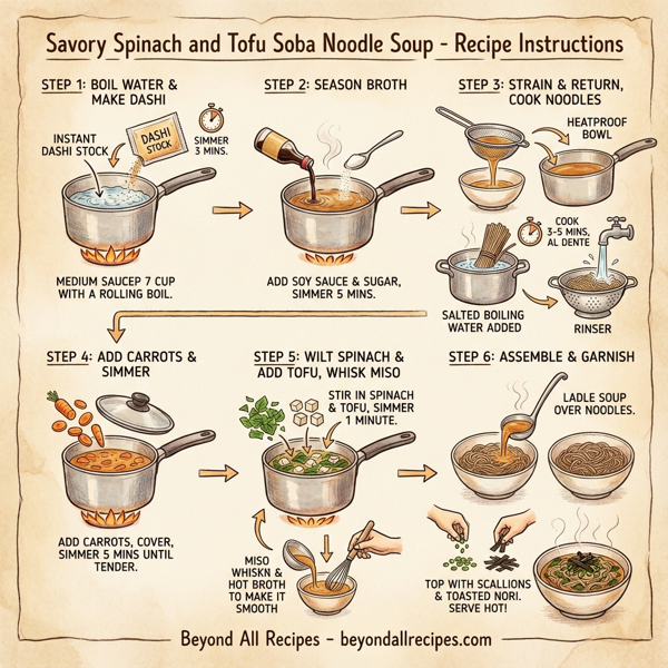 Savory Spinach and Tofu Soba Noodle Soup instructions