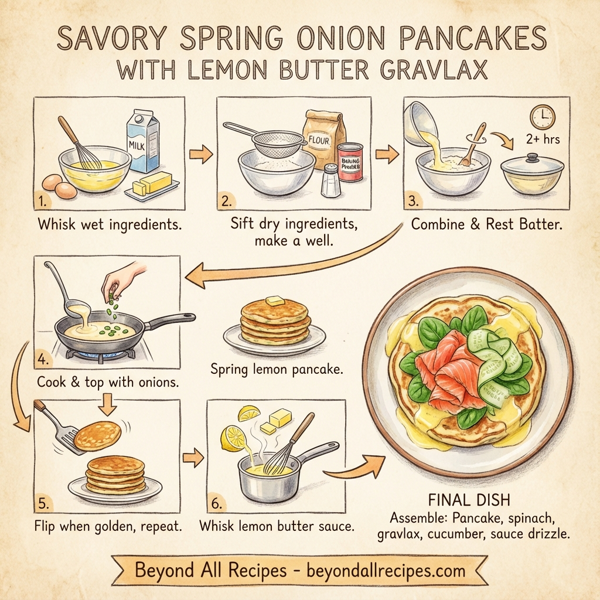 Savory Spring Onion Pancakes with Lemon Butter Gravlax instructions