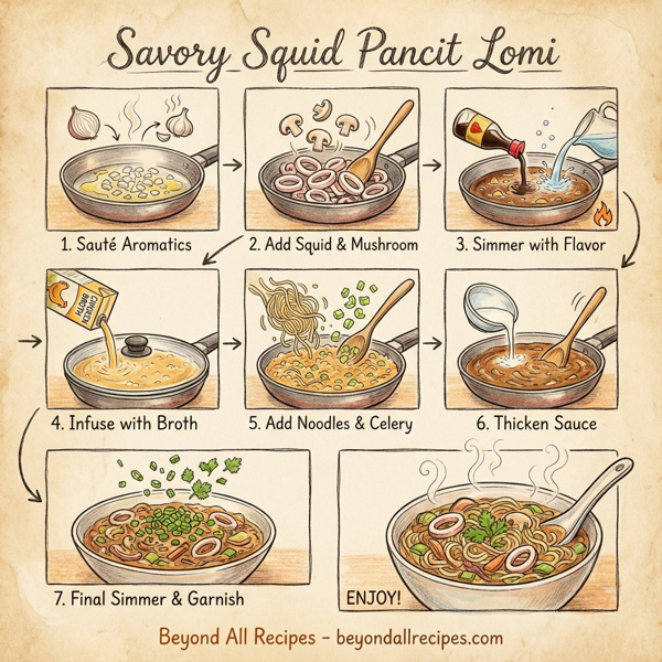 Savory Squid Pancit Lomi instructions