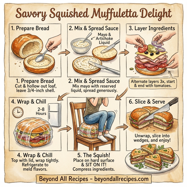 Savory Squished Muffuletta Delight instructions