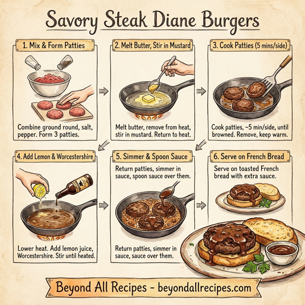 Savory Steak Diane Burgers instructions