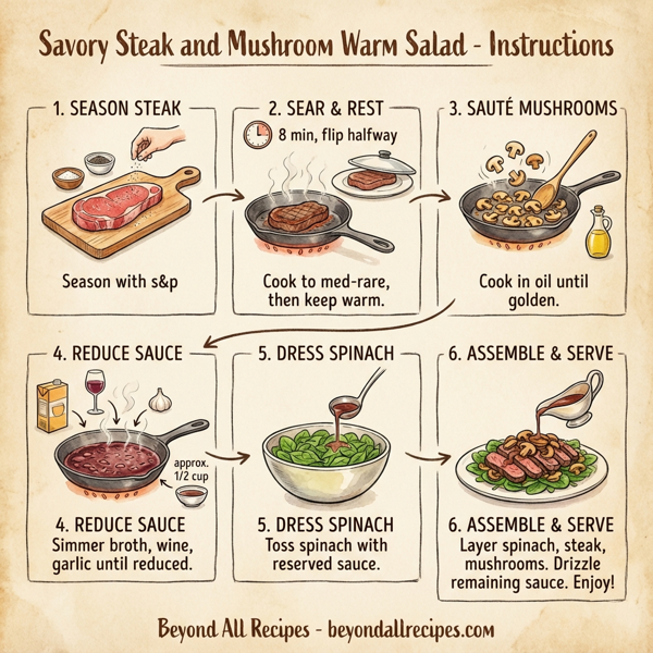Savory Steak and Mushroom Warm Salad instructions