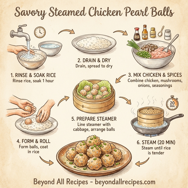 Savory Steamed Chicken Pearl Balls instructions